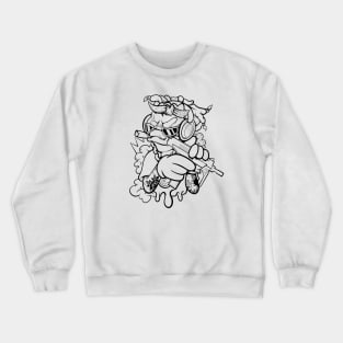 Dope masked off Slluks character is ready for war illustration Crewneck Sweatshirt